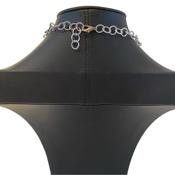 Artisan Designed & Created One of a Kind Red & Silver Bib Statement Necklace - Picture 4 of 5